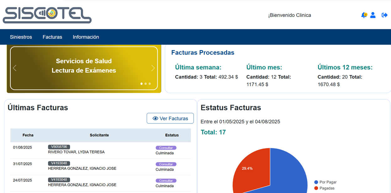Dashboard de facturas